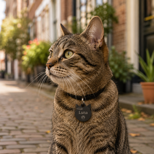Kattenpenning RVS zilver detailweergave
