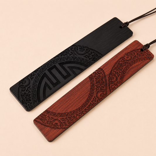 Detail Chinees patroon op houten bladwijzer