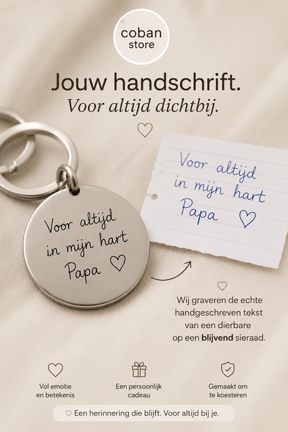 Handschrift hanger met ketting detail