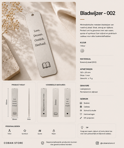 Metalen bladwijzer cadeaupresentatie
