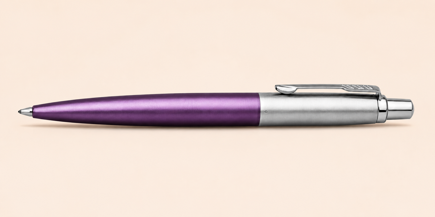Close-up Parker Jotter RVS clip en gravure