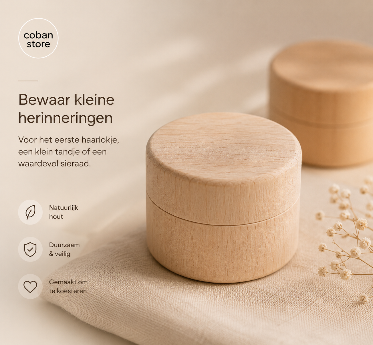 Herinneringsdoosje baby open met inhoud