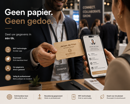 Voorbeeld naamgravure op NFC houten kaart