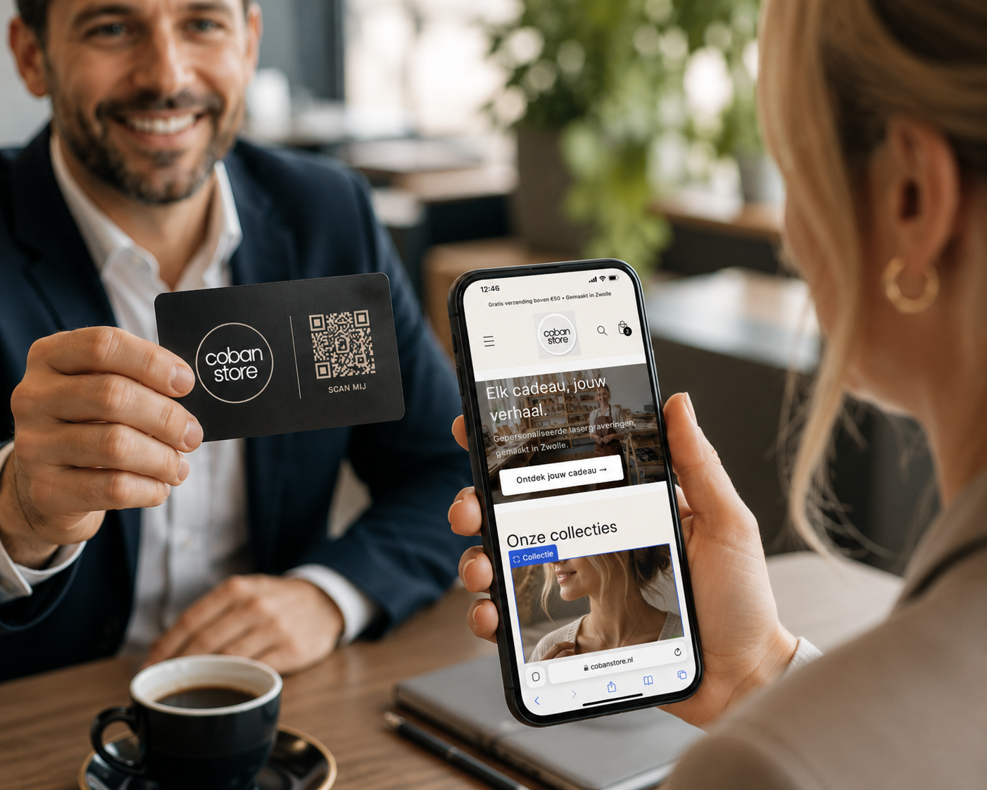 NFC visitekaartje cadeaupresentatie