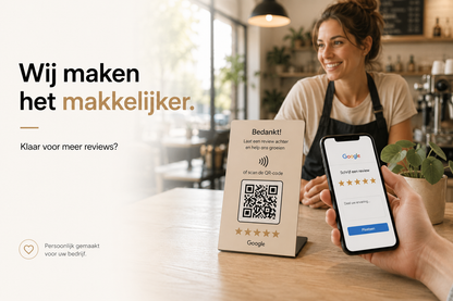 NFC standaard op tafel in restaurant setting
