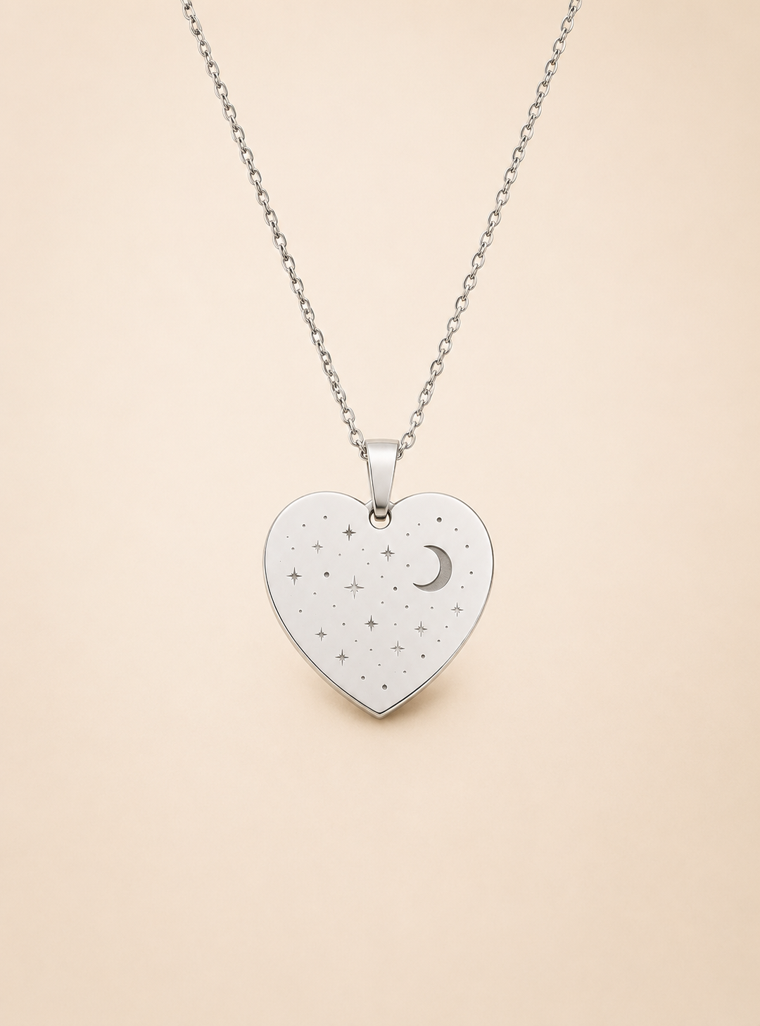 Sterrenkaart gegraveerd op RVS hanger met ketting