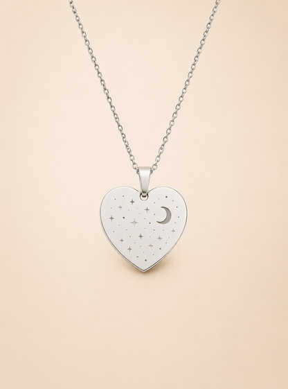 Sterrenkaart gegraveerd op RVS hanger met ketting
