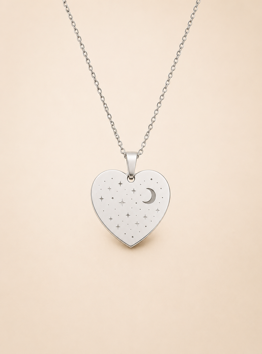 Sterrenkaart gegraveerd op RVS hanger met ketting