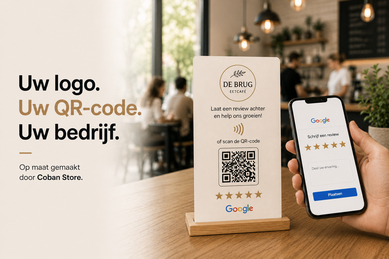 Tafelstandaard met QR code detail