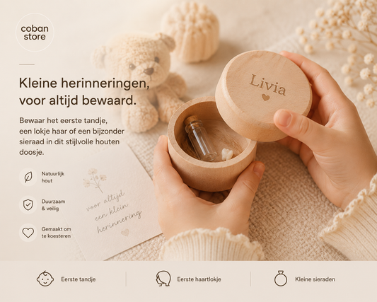 Detail gravure op baby herinneringsdoosje