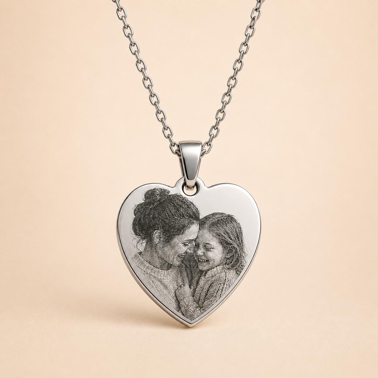 Foto gegraveerd op RVS hanger met ketting