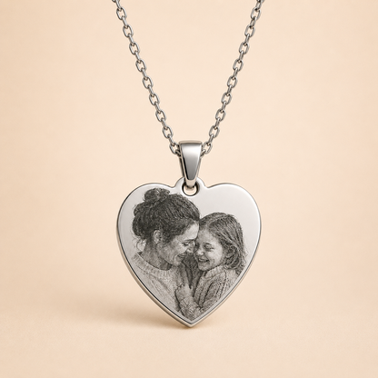 Foto gegraveerd op RVS hanger met ketting