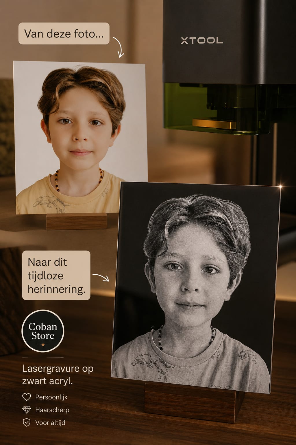 Foto op acryl L formaat 15x20 cm productweergave
