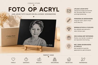 Foto op acryl XXL cadeaupresentatie met standaard
