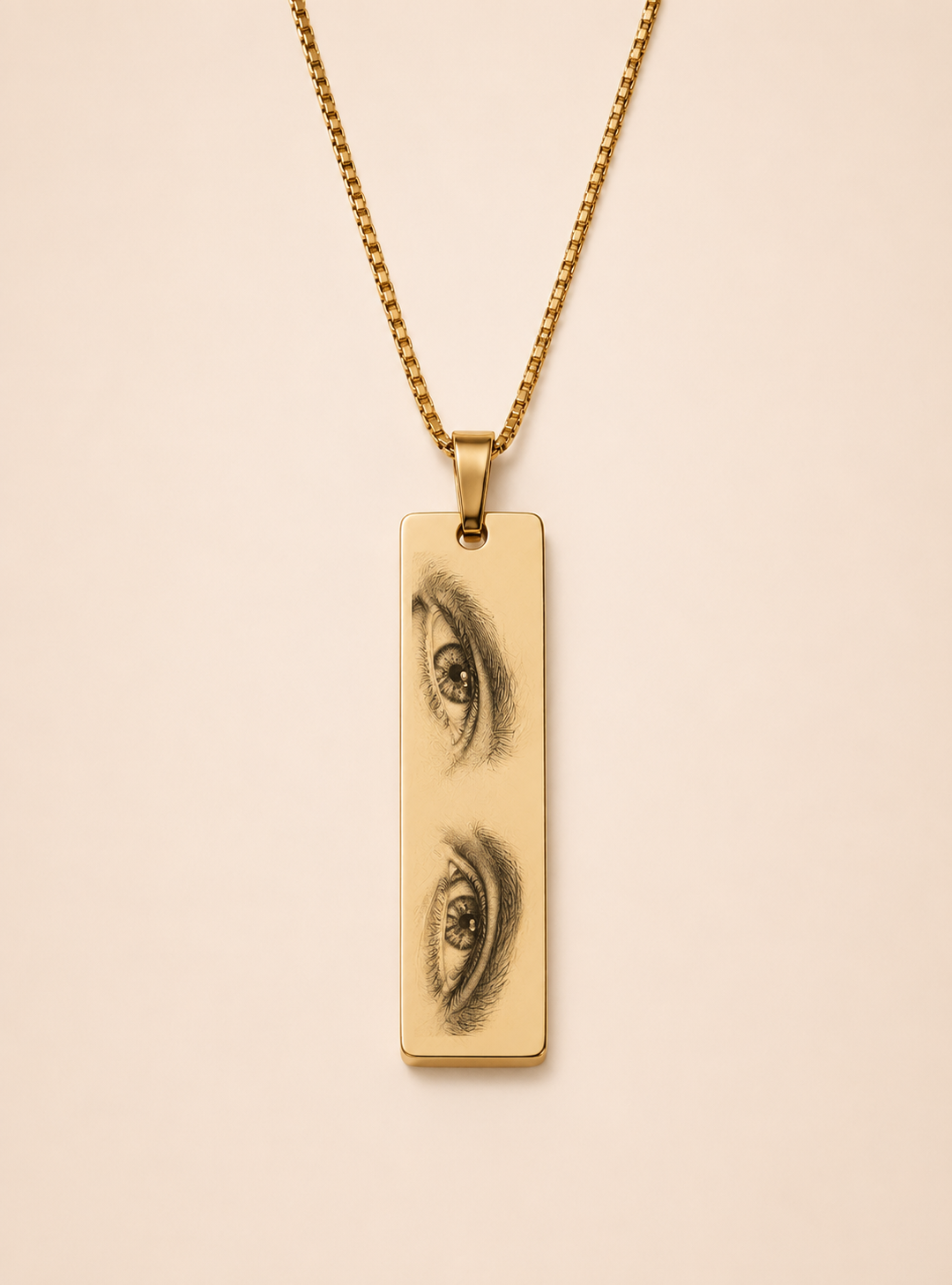 Ogen portret gegraveerd op RVS hanger met ketting