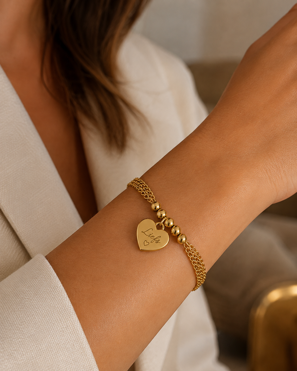 Hart Charm Armband RVS met Gravure