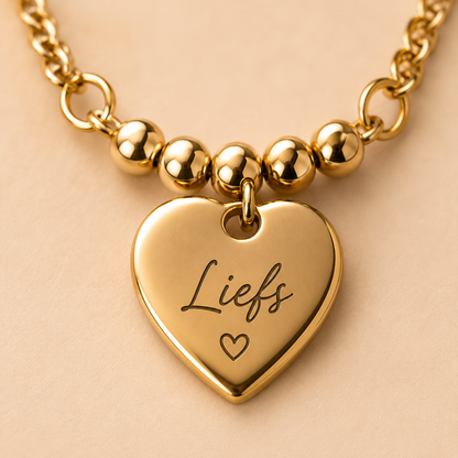 Hart Charm Armband RVS met Gravure