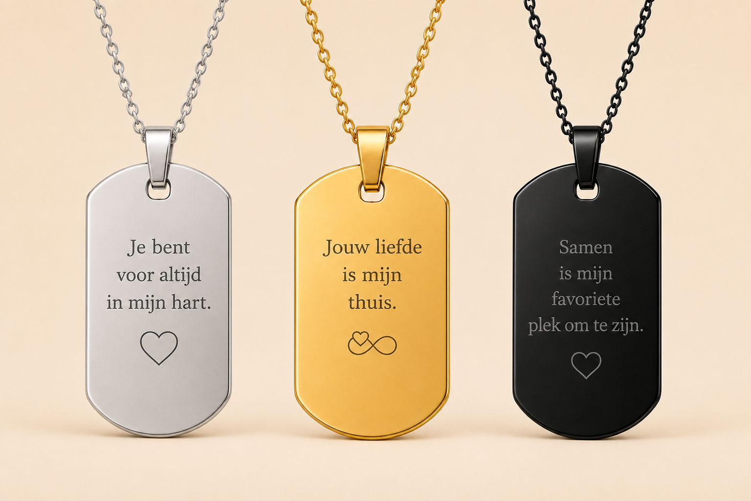Dog tag hanger RVS zwart klein product