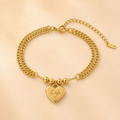 Hart Charm Armband RVS met Gravure
