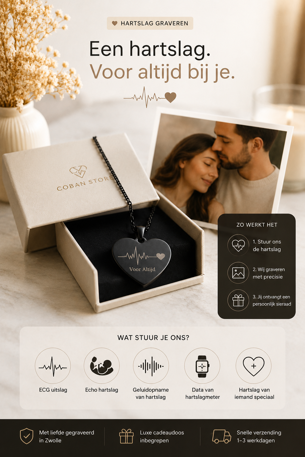 Hartslag cadeaupresentatie met verpakking