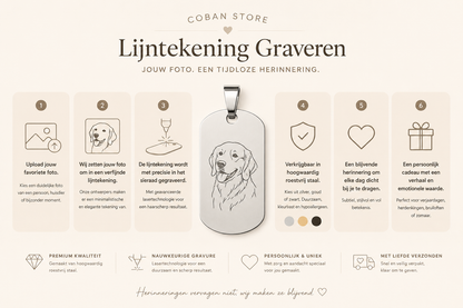 Voorbeeld lijntekening van foto op hanger