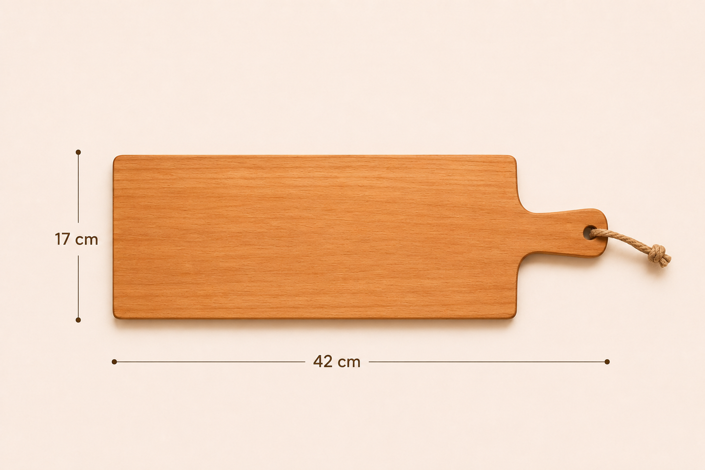 Rechthoekige borrelplank met handvat close-up