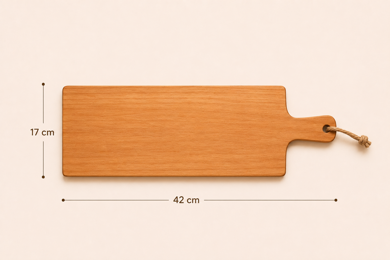 Rechthoekige borrelplank met handvat close-up