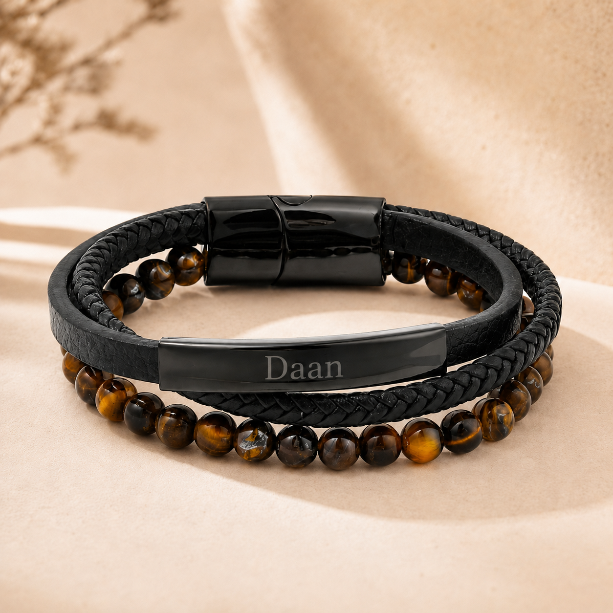 Gevlochten Leren Armband