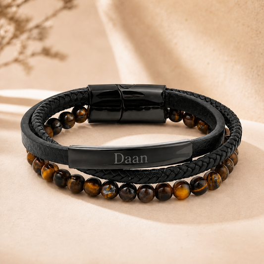 Gevlochten Leren Armband