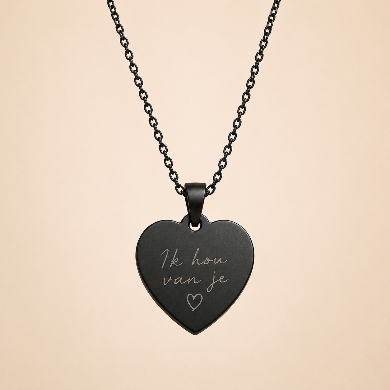 Handschrift gegraveerd op RVS hanger met ketting