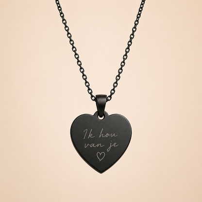 Handschrift gegraveerd op RVS hanger met ketting