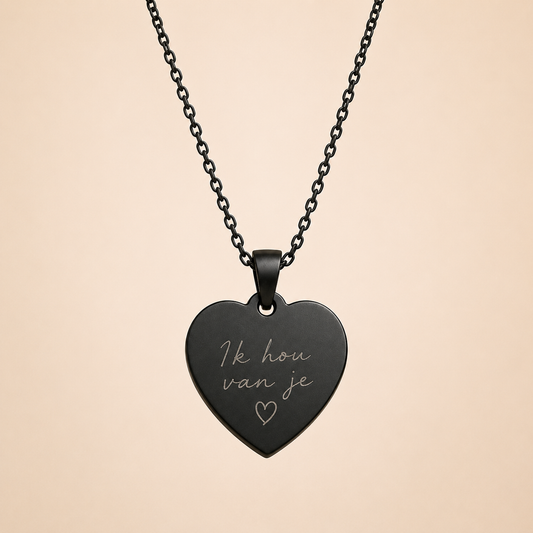 Handschrift gegraveerd op RVS hanger met ketting
