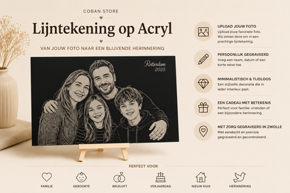 Lijntekening acryl XXL cadeaupresentatie op standaard