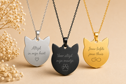 Kattenkop hanger RVS goud productweergave