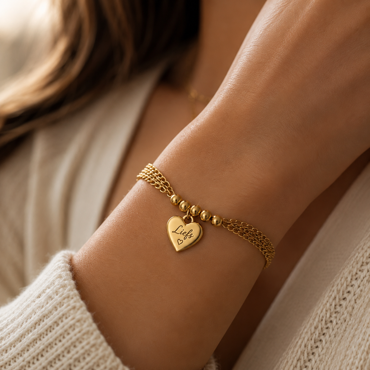 Hart Charm Armband RVS met Gravure