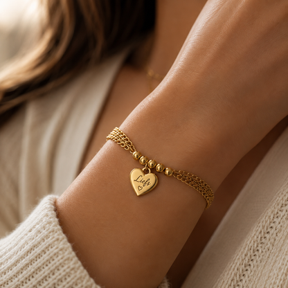 Hart Charm Armband RVS met Gravure