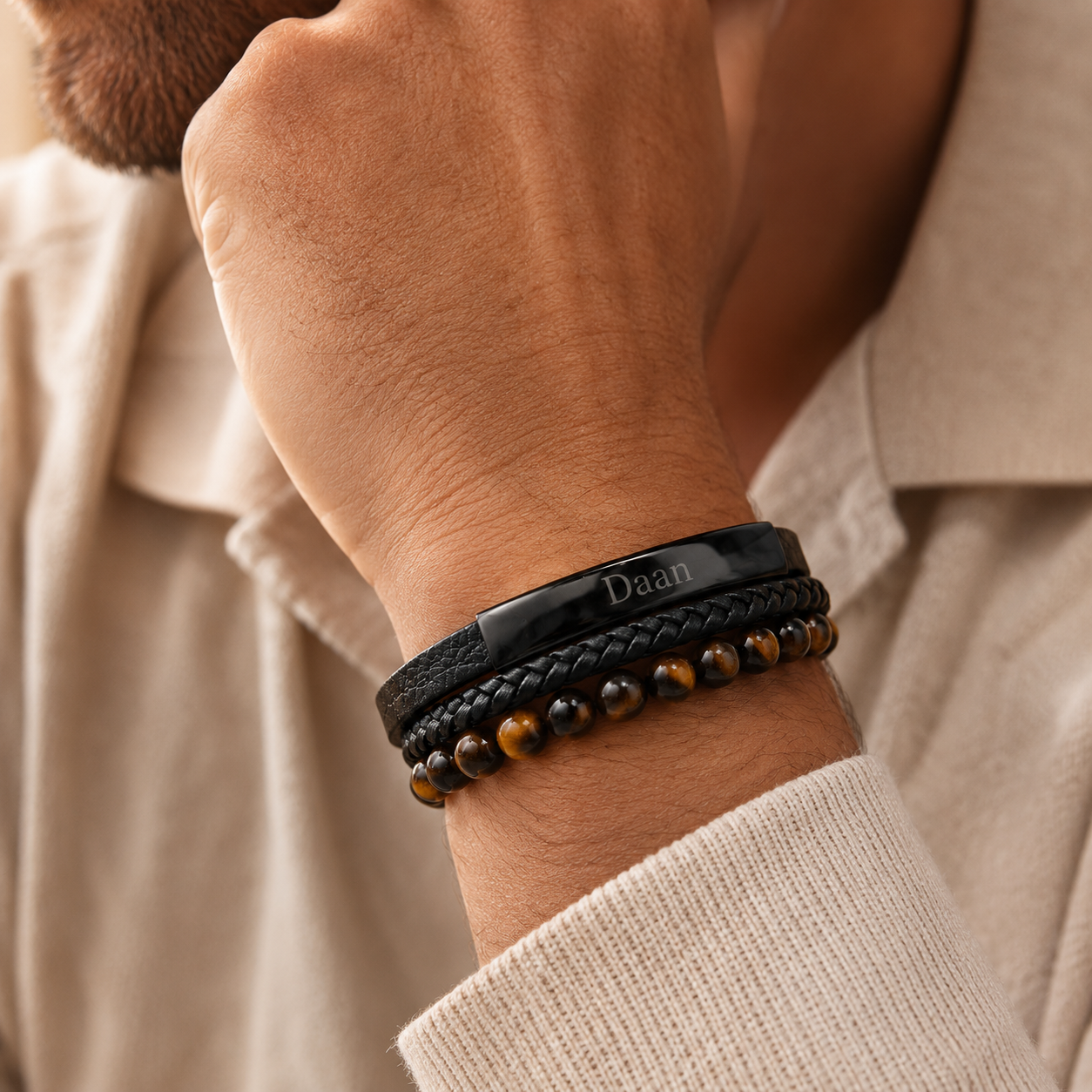 Gevlochten Leren Armband