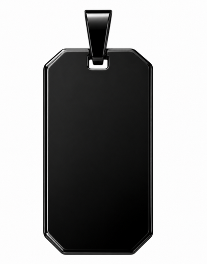 Close-up zwarte memorial hanger met gravure