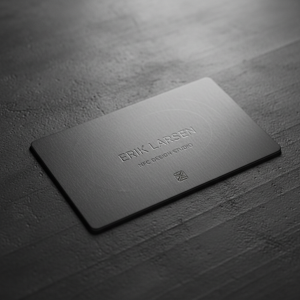 Close-up RVS NFC kaart met gravure