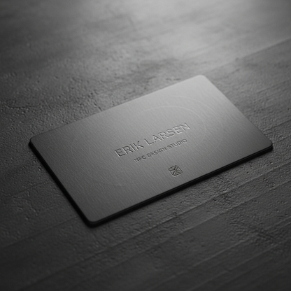 Close-up RVS NFC kaart met gravure