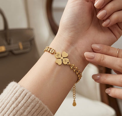 Gouden Klaverblad Armband