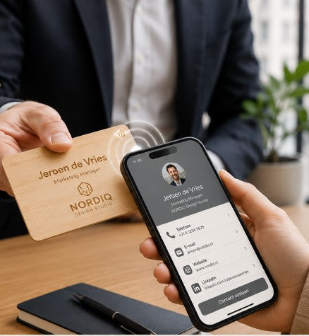 NFC houten visitekaartje bamboe met lasergravure