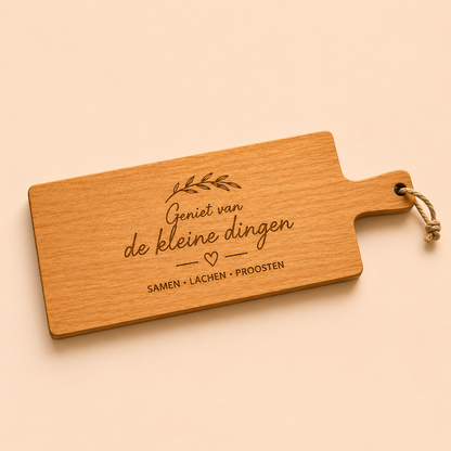 Houten borrelplank met lasergravure van naam